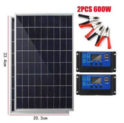 Enagua Mart 12V Solar Panel Kit Complete 600W Capacity - Polycrystalline USB Power Portable Outdoor Rechargeable Solar Cell Generator for Home - Enagua Mart