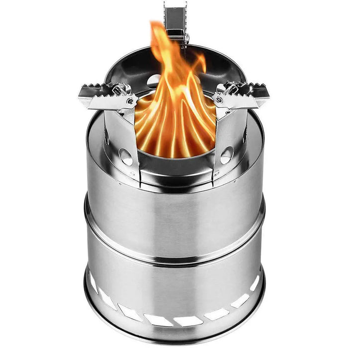 Enagua Mart Outdoor Foldable Wood Burning Camping Stove - Lightweight Stainless Steel Mini BBQ Cooker for Travel and Adventure