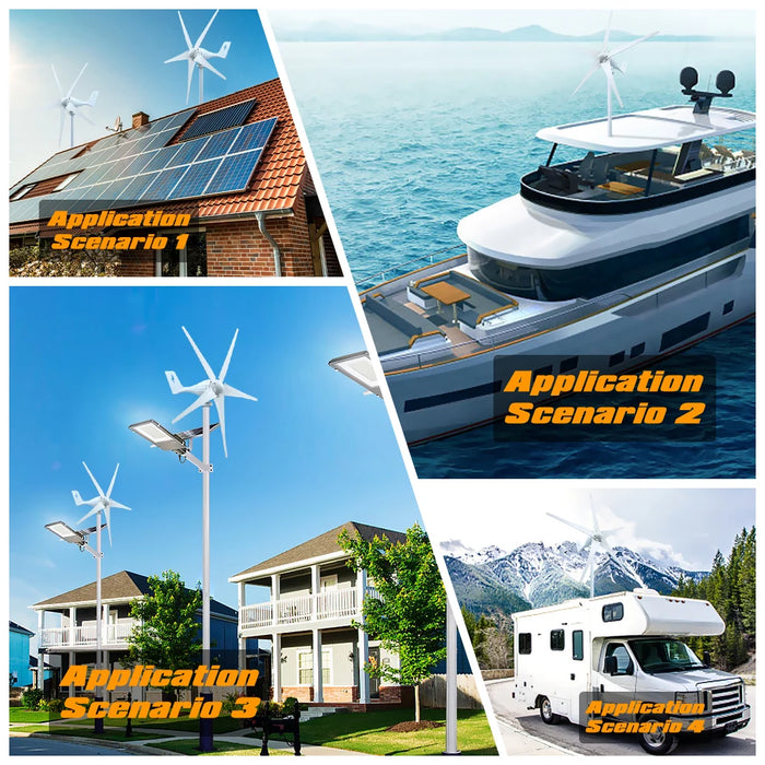 Enagua Mart 3000W Horizontal Wind Turbine Generator - 12V/24V/48V Off-Grid System with MPPT