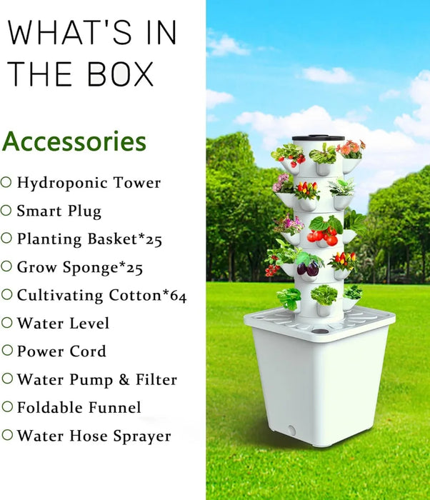 Enagua Mart Hydroponic Growing System – 25-Plant Vertical Garden For Indoor & Outdoor Use