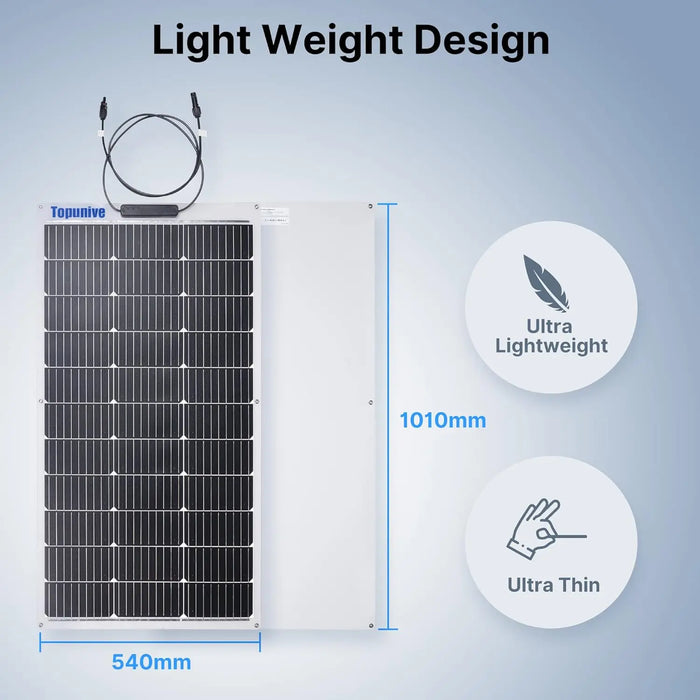 Enagua Mart 100W 12V Solar Panel 9BB Monocrystalline Cell - Semi-Flexible for Marine, RV, Trailer, Boat, and Uneven Surfaces