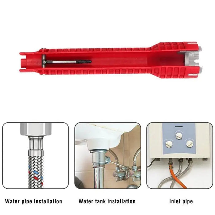 Enagua Mart 8-in-1 Anti-Slip Plumber Key - Flume Sink Wrench Plumbing Tool for Bathroom Pipe Repair