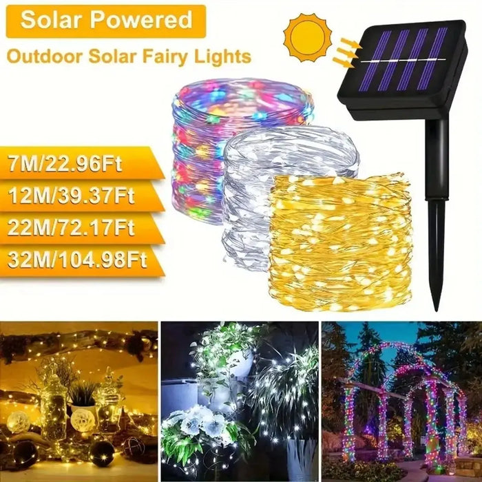 Enagua Mart Solar Lights Outdoor - Waterproof LED String Lights with 8 Modes for Garden, Party & Wedding Decor