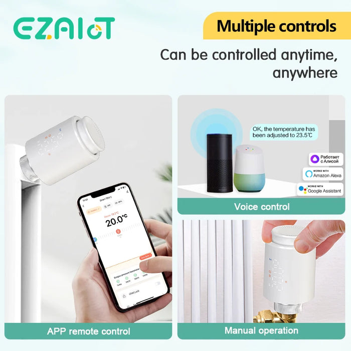 Enagua Mart Tuya Smart WiFi Zigbee Thermostatic Radiator Valve Head - TRV Programmable Temperature Controller for Alexa and Google Home