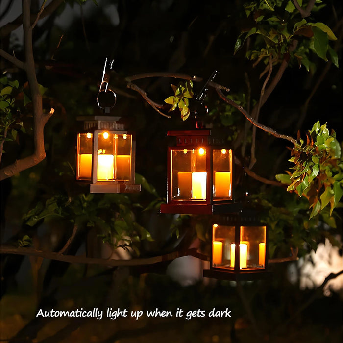 Enagua Mart LED Solar Candle Lantern - Palace Lantern Style, Waterproof Outdoor Garden Light with Hook