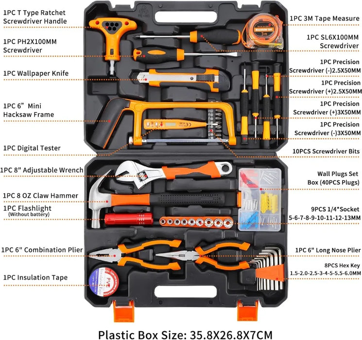 Enagua Mart 84-Piece Professional Home Tool Kit - Ideal for Household Repair, DIY Crafts