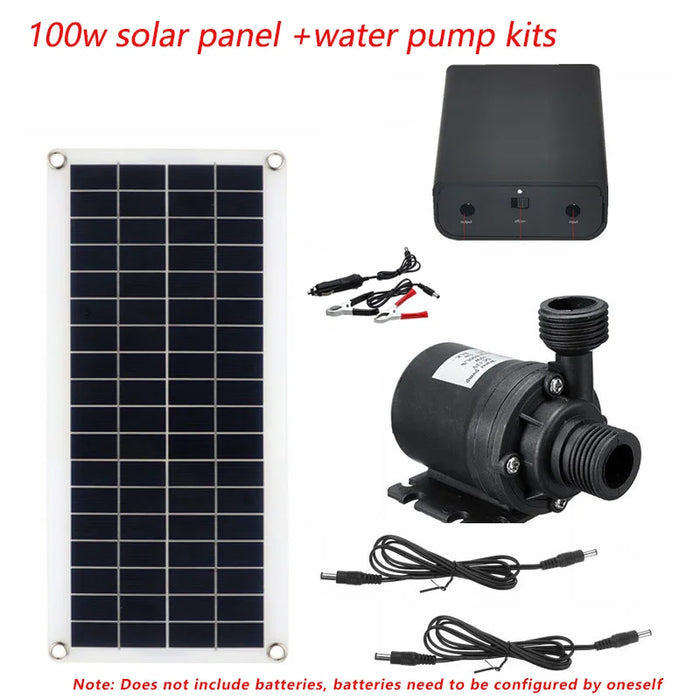 Enagua Mart 100W Solar Panel Water Pump Set - Ultra Quiet Submersible Pump for Fish Ponds and Garden Fountains