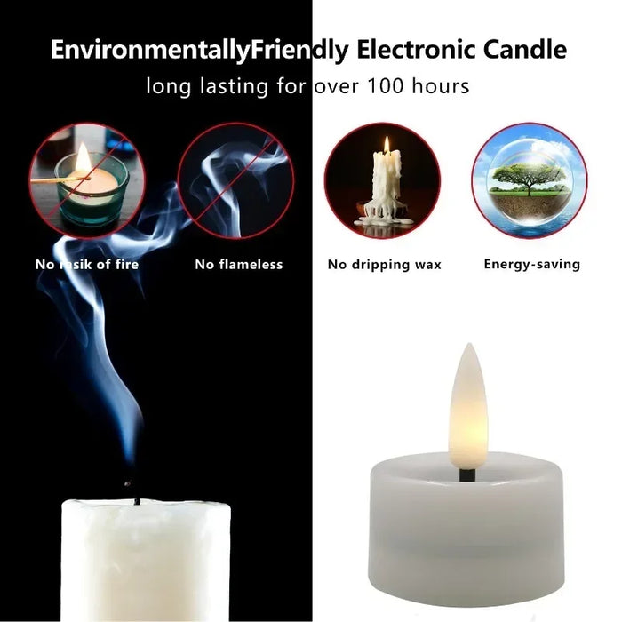 Enagua Mart LED Flameless Flickering Tea Lights - Battery Operated for Wedding, Anniversary Decor