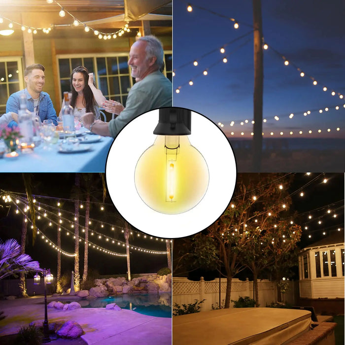 Enagua Mart G40 LED Light Bulb - E12 Base, 3V 1W Warm White Globe Ball Replacement for Solar String Lights