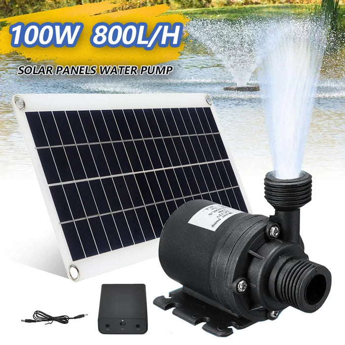 Enagua Mart Solar-Powered Water Pump Set - 100W Ultra Quiet Submersible Pump for Fish Ponds and Garden Fountains