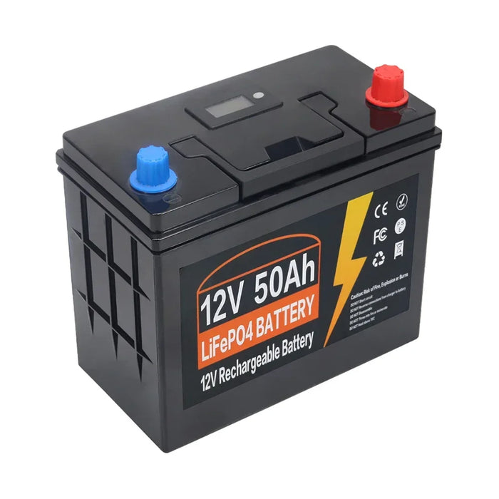 Enagua Mart LiFePO4 Battery - 12V 50Ah/60Ah/100Ah with Built-In BMS, 5000 Cycles, for RV, Campers, and Solar Storage