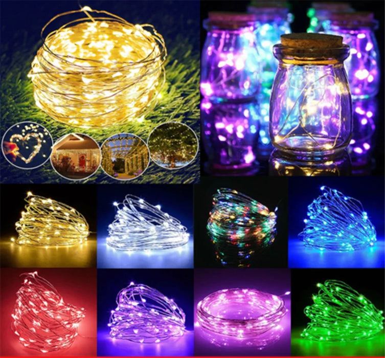 Enagua Mart Micro 20-100 LED Fairy Lights String - Battery-Powered Copper and Silver Wire for Xmas and Party Decor