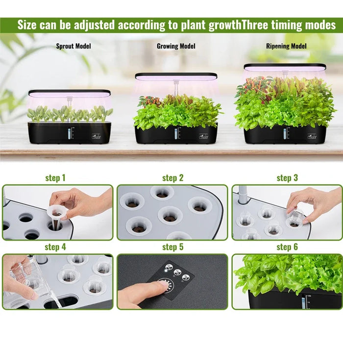 Enagua Mart Hydroponics Growing Erogarden - 12 Pods Indoor Garden with LED Full Spectrum Light