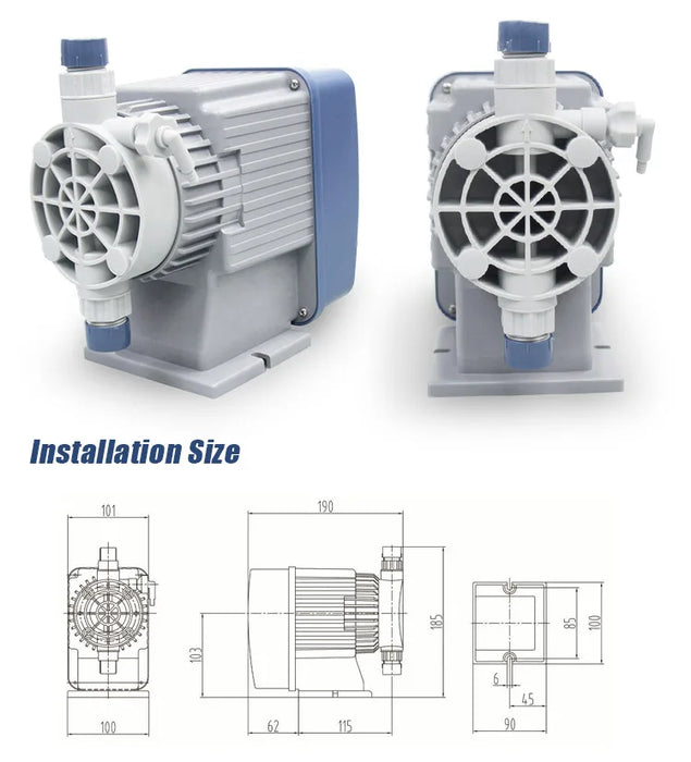 Enagua Mart Wall-Mounted Digital Automatic Chemical Pool & Aquarium pH Dosing Pump - Electromagnetic Diaphragm Metering System