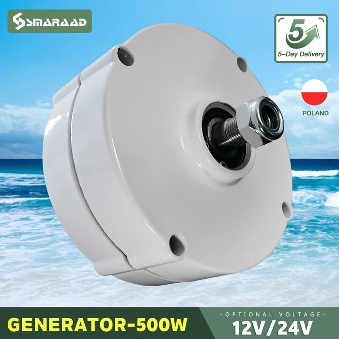 Enagua Mart 500W Wind Turbine Generator - 12V/24V 750 RPM Magnetic Dynamo for AC/DC Power and Hydro Applications