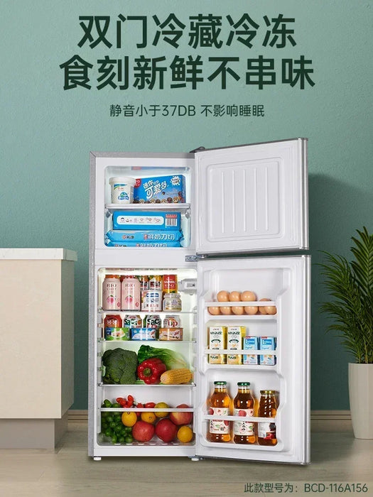 Enagua Mart Amoi Mini Refrigerator - Energy Efficient Double Door Fridge for Household Use