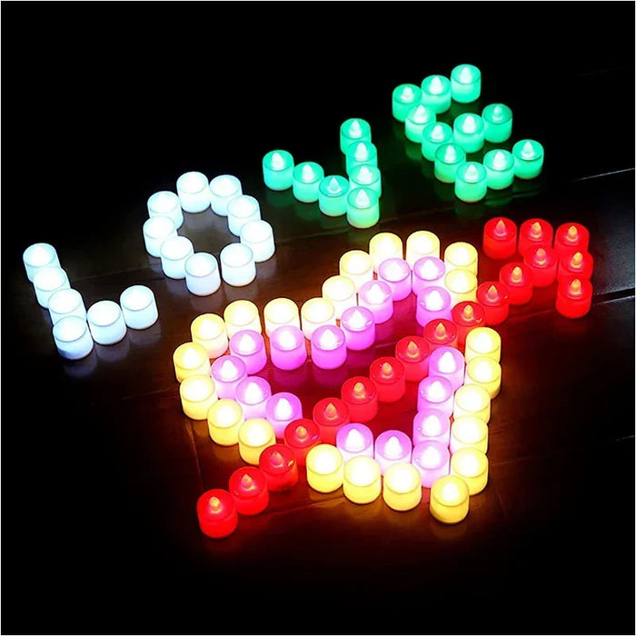 Enagua Mart Colorful LED Flameless Tealight Candles - 12 PCS Battery-Operated Candles for Weddings and Parties