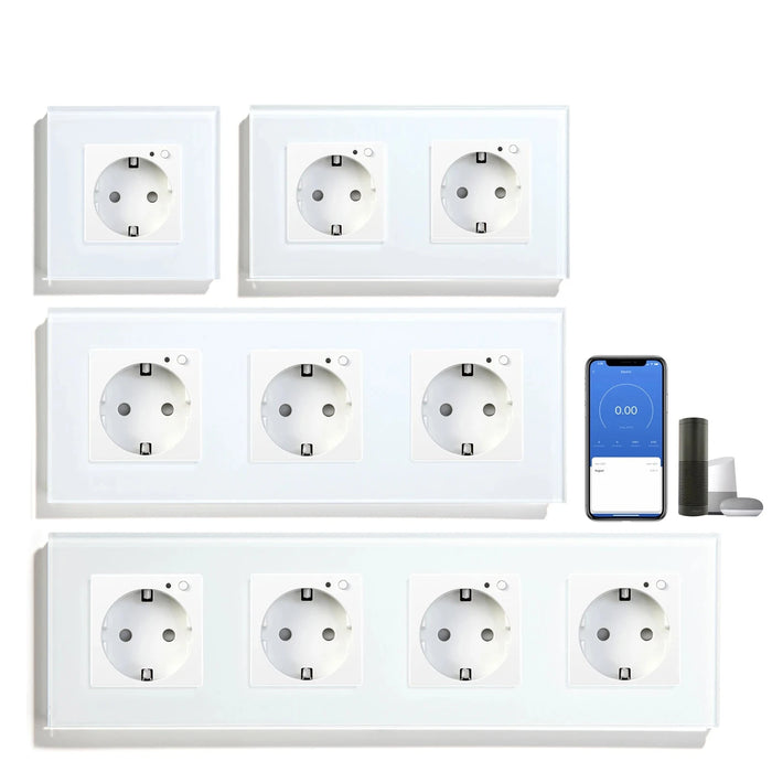 Enagua Mart BSEED WiFi EU Wall Socket - Smart Tuya Electric Socket with Power Monitor, Voice Control, and Glass Panel Design