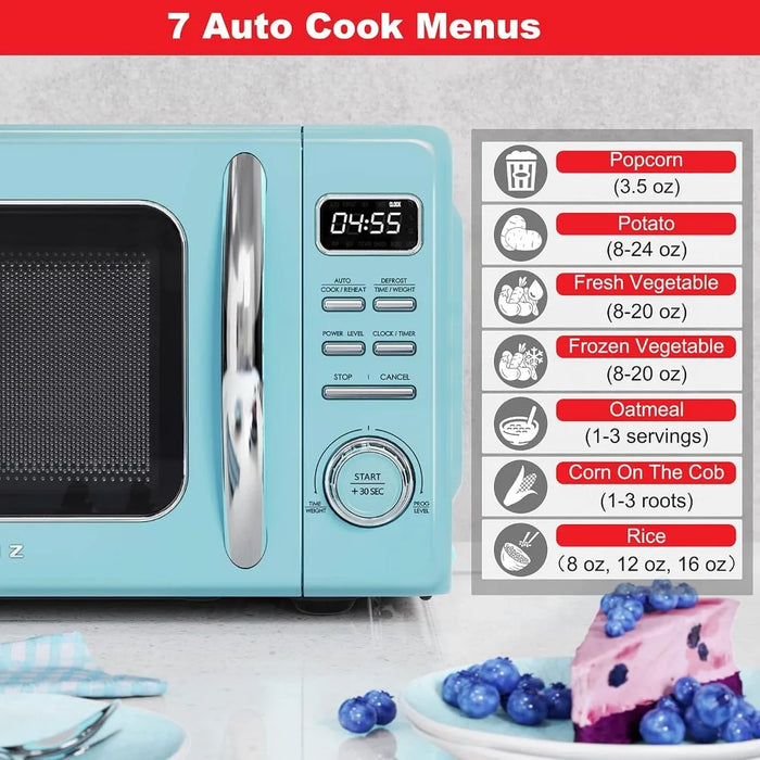 Enagua Mart Retro Countertop Microwave Oven - Auto Cook, Reheat, Defrost & Quick Start Functions