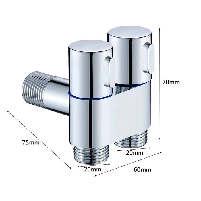 Enagua Mart 1/2 Inch Dual Control Valve - Three-Way Filling Angle Valve with Dual Outlet for Bathroom Plumbing