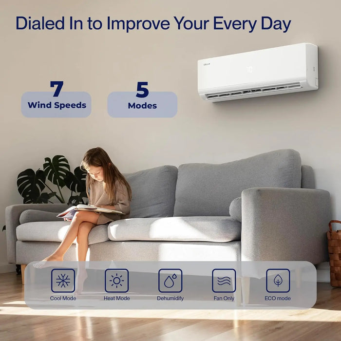 Enagua Mart 18,000 BTU WiFi Mini Split AC - Works with Alexa, 19 SEER2 Energy Efficient Ductless Inverter System