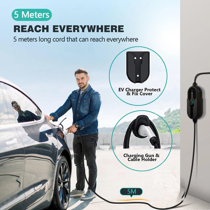 Enagua Mart GeekEVSE Smart Portable EV Charger - 11kW 32A Adjustable Current with App Control