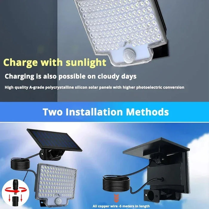 Enagua Mart 106LED Split Solar Lamp 3 Lighting Modes - PIR Motion Sensor Waterproof Garden Garage Lamp