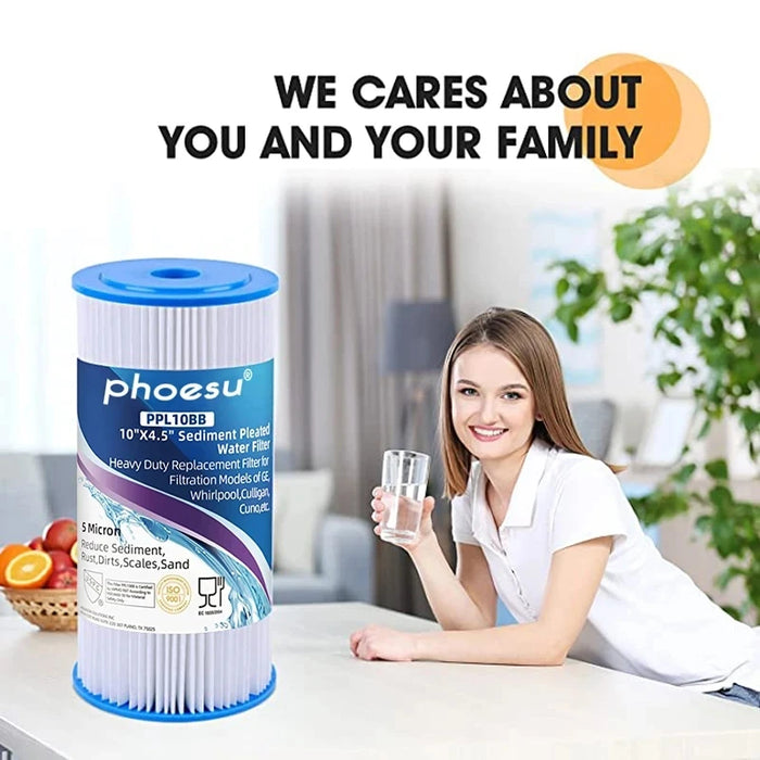 Enagua Mart Whole House Pleated Washable Filter - 10'' x 4.5'' Replacement Cartridge for GE FXHSC, Culligan R50-BBSA, Pentek R50-BB (Pack of 2)