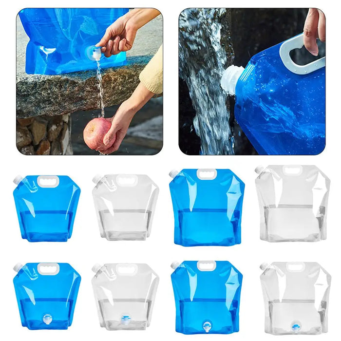 Enagua Mart 5-10L High Capacity Outdoor Water Storage Bag - Foldable and Safety-Sealed Drinking Water Container for Camping, Hiking, and Emergency Use