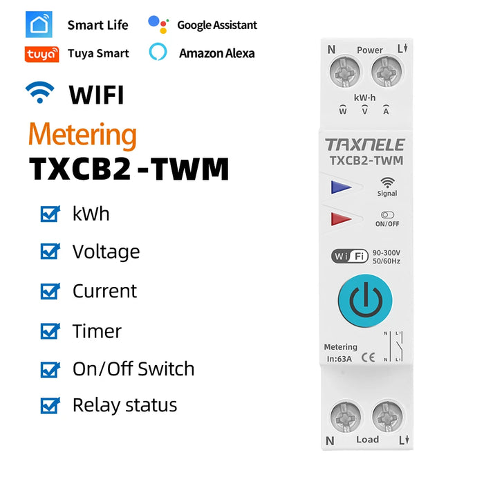 Enagua Mart Tuya WiFi Smart Circuit Breaker – Power Metering Energy Meter with Remote Control