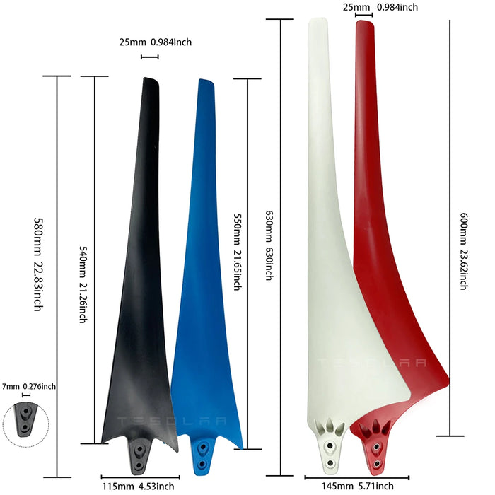 Enagua Mart 58cm High-Strength Carbon Fiber Wind Turbine Blades - White, Red, Black, Blue Colors for DIY Windmill