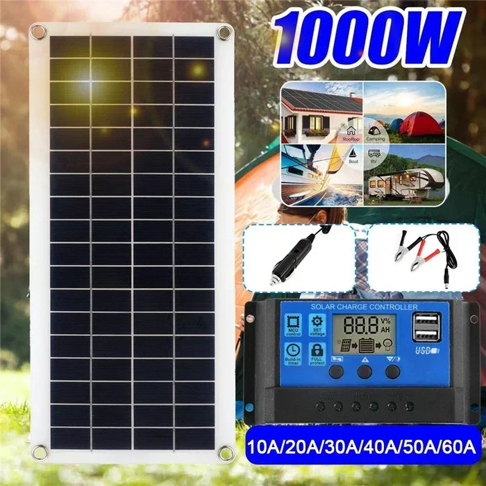 Enagua Mart 1000W Solar Panel 12V Solar Cell with 10A/100A Controller - Portable Solar Charger for Phone, RV, Car, MP3, and Outdoor Battery Supply