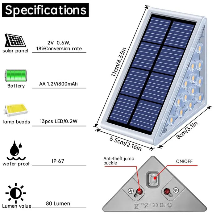 Enagua Mart LED Step Lamp - Outdoor IP67 Waterproof Solar Light with Anti-Theft Design