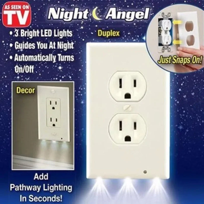 Enagua Mart Duplex Electrical Outlet with LED Night Lights - Modern Wall Plate with Auto On/Off Sensor