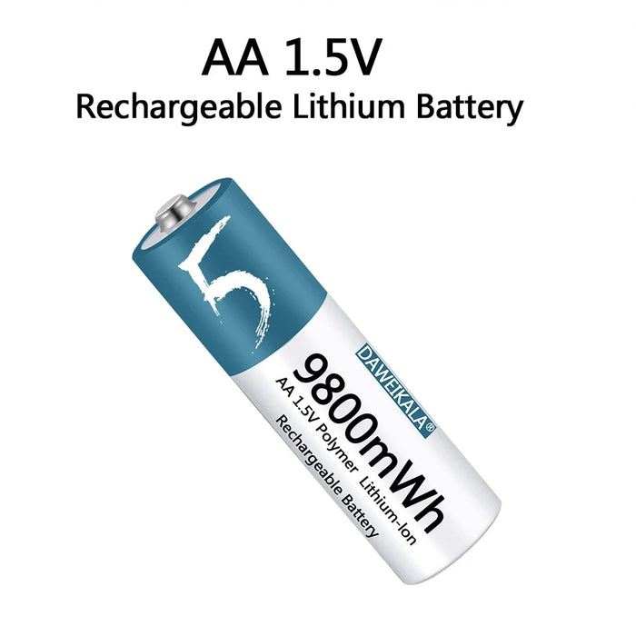 Enagua Mart 1.5V AA Li-Ion Rechargeable Battery - 9800mWh High-Capacity Lithium-Ion Battery for Toys and Electronics