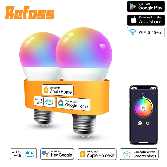 Enagua Mart HomeKit Smart Bulb - RGBWW WiFi LED Bulb, 9W E27, Compatible with Alexa and Google Home