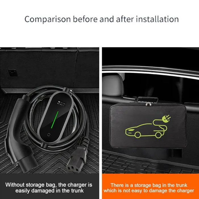 Enagua Mart EV Charging Cable Organizer Bag - Large Capacity Storage Bag for Cables and Accessories