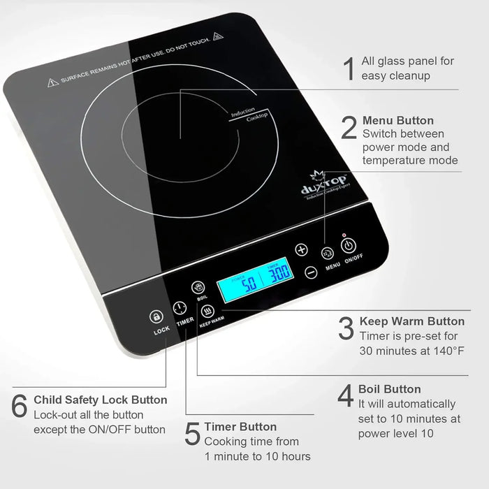 Enagua Mart Portable Induction Cooktop - 1800W Countertop Burner with LCD Sensor Touch