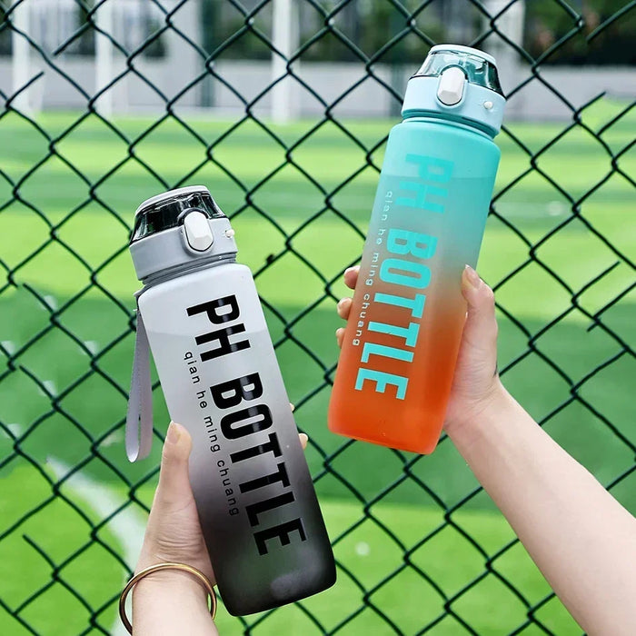 Enagua Mart 1L Sports Water Bottle with Straw - Large Capacity, Portable, Leak-Proof, Motivational Design