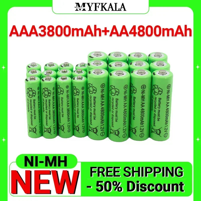 Enagua Mart 1.2V AA Ni-MH Rechargeable Batteries - 4800mAh for High-Capacity Devices