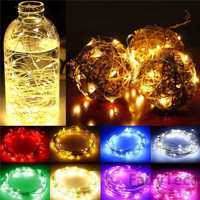 Enagua Mart 10-Piece LED Copper Wire String Lights - Fairy Lights for Christmas, Wedding, and Party Decorations