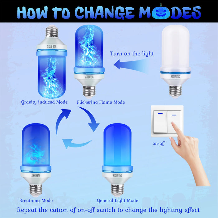 Enagua Mart Aizhiweng Blue Flame Light Bulb - E27/E26 Flickering Energy-Efficient LED for Realistic Flame Effect