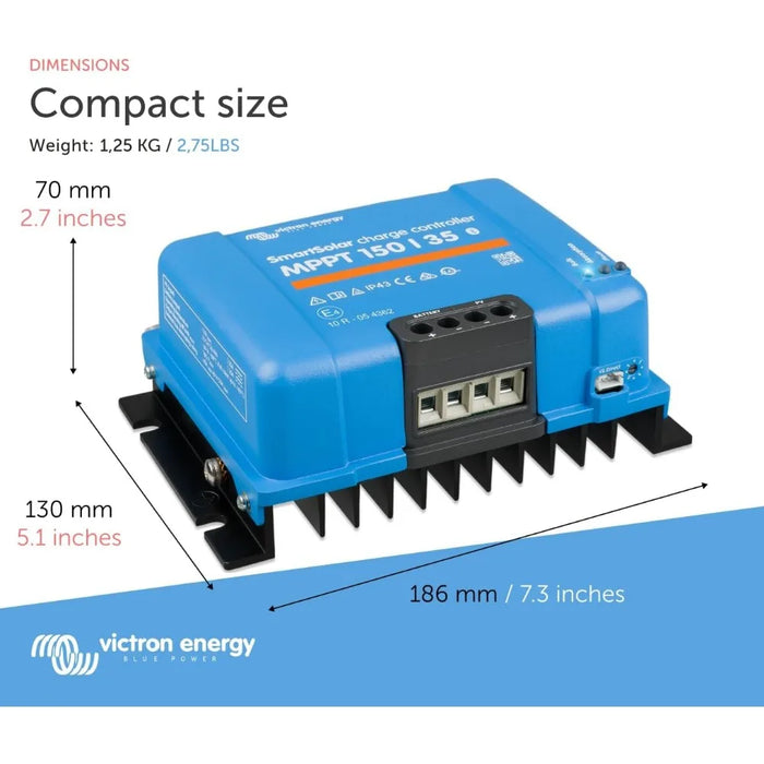 Enagua Mart SmartSolar MPPT Solar Charge Controller - 150V 35A Bluetooth-Enabled Controller for 12V/24V/36V/48V Systems