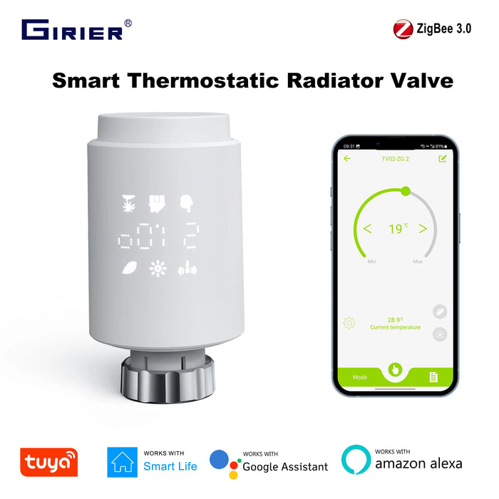 Enagua Mart GIRIER Tuya Smart Thermostatic Radiator Valve - Zigbee TRV Programmable Temperature Controller for Radiators