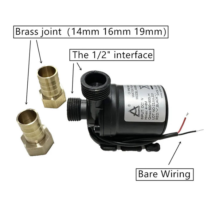 Enagua Mart 12V/24V DC Mini Brass Quick Joint Water Pump - Brushless Heater Solar Pump for Fish Tank & Submersible Use