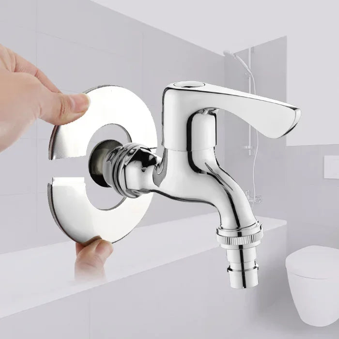 Enagua Mart Self-Adhesive Stainless Steel Faucet Decorative Cover - Chrome Finish Bathroom Accessory