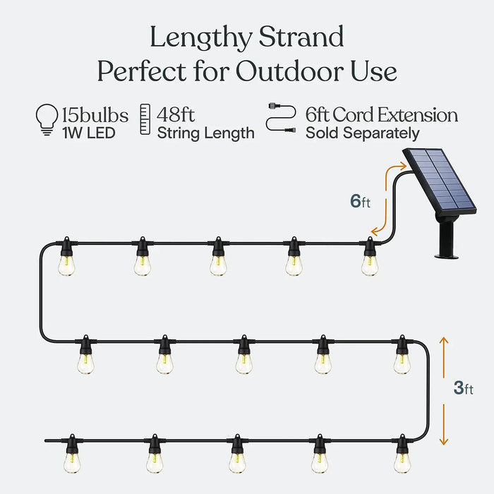 Enagua Mart Solar Powered Outdoor String Lights - Commercial Grade Waterproof Shatterproof Patio Lights, 27 ft Soft White Light