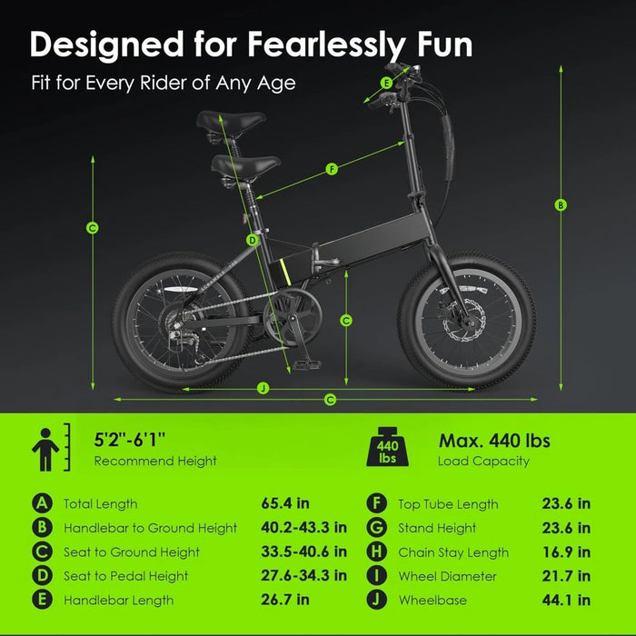 Enagua Mart Folding Electric Bike - 750W Motor, 50-Mile Range, 7-Speed Gear System, Fast Charging