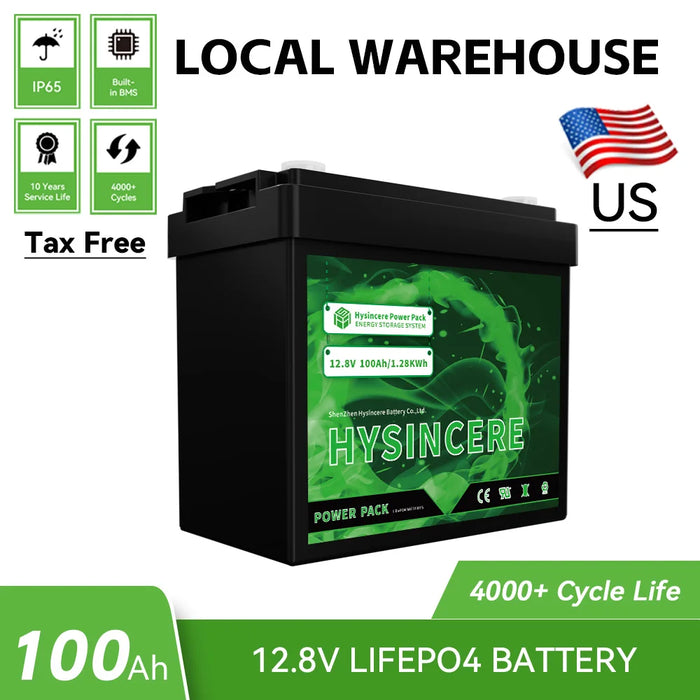 Enagua Mart Hysincere 12V 100Ah LiFePO4 Battery Pack - Built-In BMS for Solar, RV, and Home Energy Storage