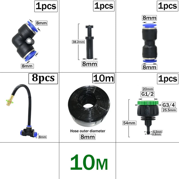 Enagua Mart Outdoor Misting Cooling System - DIY Garden Irrigation with Brass Atomizer Nozzles